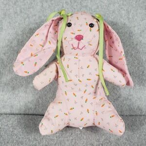 Vtg 1992 Avon‎ Pink Carrot Print Bunny Plush Easter Rabbit Toy Grandmacore 8"